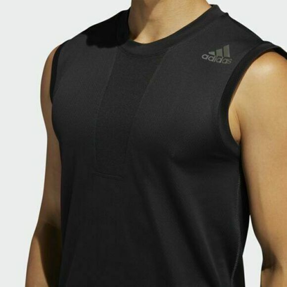 adidas FM2088 Mens Sz Small Tech Training Sleeveless HEAT.RDY Running Tank Black - Picture 7 of 11